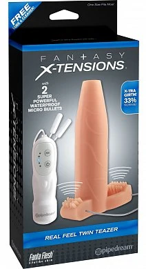 Вибронасадка Fantasy X-tensions Real Feel Twin Teazer телесная 15 см — купить в секс-шопе LoveDoctor