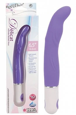 Вибратор фиолетовый имеет 10 функций вибрации. Размер: длина 16,5 см. Материал: силикон.