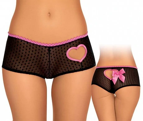 Шортики с сердечками черно-розовые L/XL — купить в секс-шопе LoveDoctor