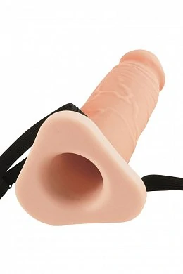 Фаллоимитатор поясной полый Silicone Hollow Extension телесный  22,5 см — фото 3