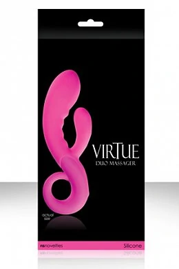 Двойной вибратор с удобной ручкой для держания и стильным дизайном.