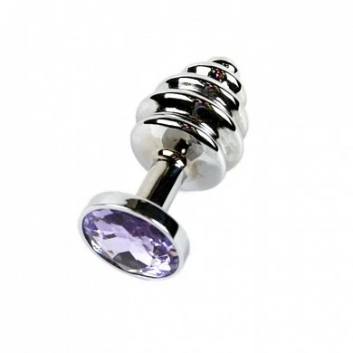 Анальная Пробка Butt Plug Silver ребристая сиреневый 7,5 см — купить в секс-шопе LoveDoctor