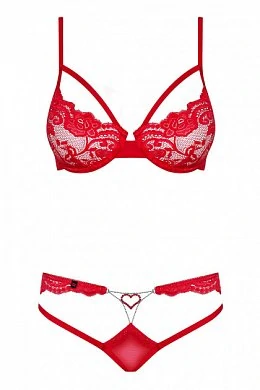 Комплект бюстгальтер и трусики 829-SET-3 Obsessive красный S/M — фото 3