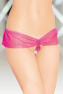 Стринги открытые с юбочкой розовые S/M — купить в секс-шопе LoveDoctor