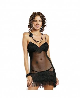 Комбинация и стринги Latino Chemise Obsessive черные S/M — купить в секс-шопе LoveDoctor