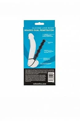 Страпон на пенис Silicone Love Rider Beaded Dual Penetrator черный 14,5 см