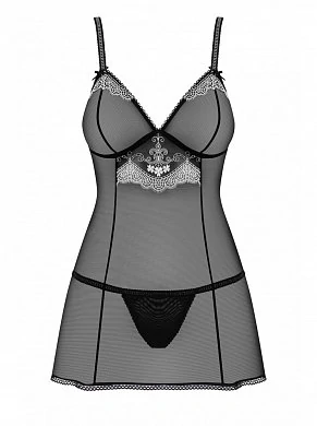 Комбинация и стринги 840-BAB-1 Obsessive черная L/XL — фото 2