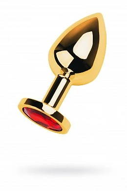 Анальная втулка с кристаллом Medium Gold красный 8 см — купить в секс-шопе LoveDoctor
