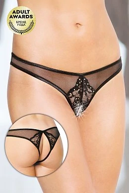 Стринги открытые черные S/M — купить в секс-шопе LoveDoctor