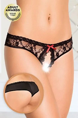 Трусики открытые черные S/M — купить в секс-шопе LoveDoctor