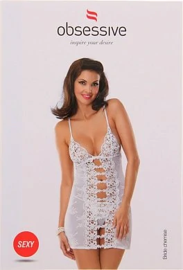 Комбинация и стринги Obsessive Bride chemise белая S/M — фото 2