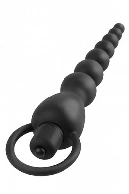 Анальная цепочка Elite Power Beads с вибрацией черная 15,25 см — фото 3