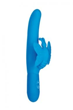 Вибромассажер с ручкой бабочкой Function Silicone Fluttering голубой 11,5 см — фото 2