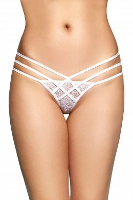 Стринги с геометрическим узором SoftLine белые S/M — купить в секс-шопе LoveDoctor