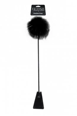 Стек Feather Crop с пуховкой на конце черный — купить в секс-шопе LoveDoctor