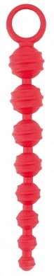 Цепочка для анального секса силиконовая. Цвет: красный. Размер: длина 27,4 см, диаметр 1,5 см- 4,5 с
