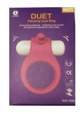 Виброкольцо силиконовое Duet vibrating розовое — фото 2