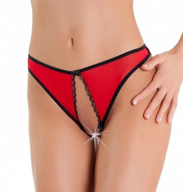 Трусики женские с разрезом красные S/L — купить в секс-шопе LoveDoctor