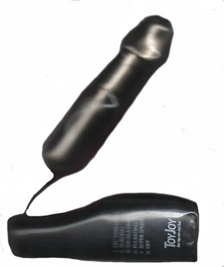 Вибратор серебристый в виде пениса с головкой, с выносным пультом управления.