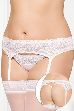 Пояс для чулок и стринги кружевные белые XXL — купить в секс-шопе LoveDoctor