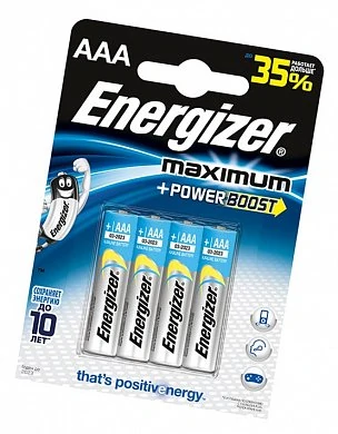 Мизинчиковые батарейки типа ААА Energizerl LR03 maximum 4 шт — фото 2