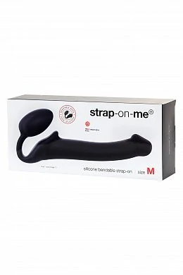 Безремневой нереалистичный страпон Strap-on-me M силикон черный 24,5 см — фото 8