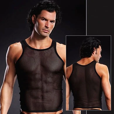 Черная майка в мелкую сетку L/XL — купить в секс-шопе LoveDoctor