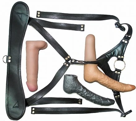 Пояс премиум класса на трусиках Harness с тремя насадками — купить в секс-шопе LoveDoctor