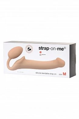 Безремневой нереалистичный страпон Strap-on-me M силикон телесный 24,5 см — фото 7