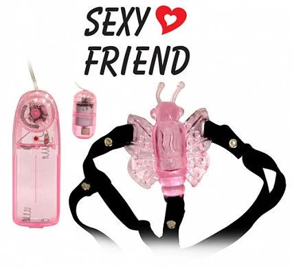 Вибробабочка на ремешках. Цвет: светло розовый.