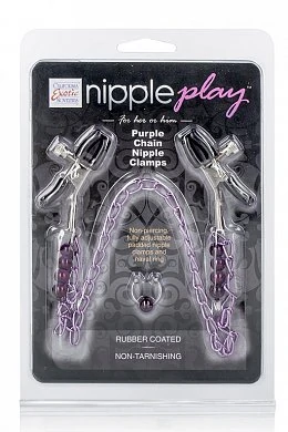 Зажимы на соски Purple Chain Nipple Clamps с цепочкой — купить в секс-шопе LoveDoctor