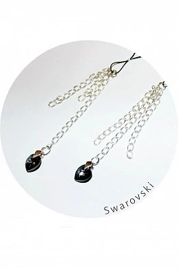 Украшение для груди с кристаллами Swarovski черно-серебристое — фото 2