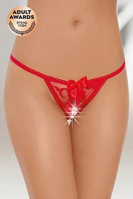 Трусики с разрезом красные S/L — купить в секс-шопе LoveDoctor