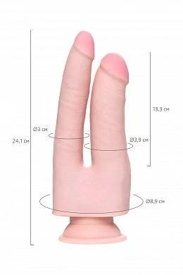 Фаллоимитатор Pipedream King Cock двойной телесный 24,1 см — фото 11