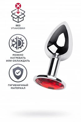 Анальная втулка серебряная с красным кристаллом Small 7 см (блистер) — купить в секс-шопе LoveDoctor
