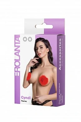 Пэстисы Erolanta Lingerie Collection круглые с пухом красные — фото 6