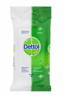 Салфетки антибактериальные Dettol влажные 10 шт — купить в секс-шопе LoveDoctor