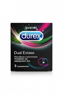Презервативы Dual Extase рельефные с анестетиком 3 шт — купить в секс-шопе LoveDoctor