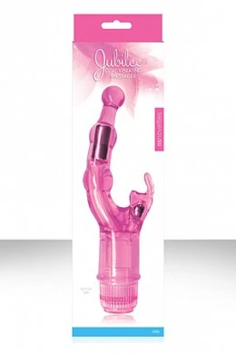 Премьера! Вибромассажер Jubilee розового цвета для тройного стимулирования.