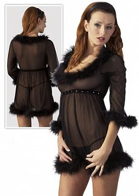 Комбинация с мехом и стринги черные L — купить в секс-шопе LoveDoctor