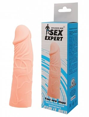 Насадка на пенис Sex Expert телесная 18 см — купить в секс-шопе LoveDoctor