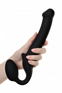 Безремневой нереалистичный страпон Strap-on-me M силикон черный 24,5 см — фото 10