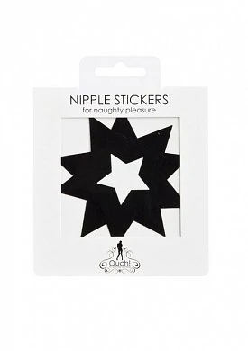 Украшение на соски  Nipple Stickers в форме звездочек черное — фото 3