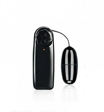 Виброяйцо черного цвета. Размер: длина 5,5 см, диаметр 2 см. Работает от двух пальчиковых батареек (