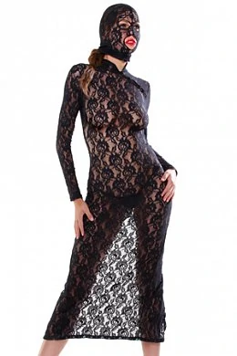 Платье эротическое Lace Disgrace с маской на голову черное — купить в секс-шопе LoveDoctor