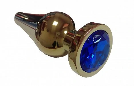 Анальная втулка с кристаллом Gold Plug Blue 13 см — купить в секс-шопе LoveDoctor
