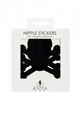 Украшение на соски Nipple Stickers в форме черепов черное — фото 3