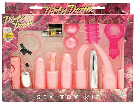 Эротический набор для пары DIRTY DOZEN SEX TOY KIT с вибрацией розовый — купить в секс-шопе LoveDoctor