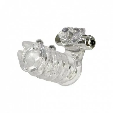 Вибронасадка с клиторальным стимулятором Jaguar Enhancer with Beads — купить в секс-шопе LoveDoctor