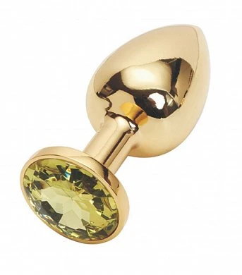 Анальная втулка с кристаллом Large Gold желтый 9 см — купить в секс-шопе LoveDoctor